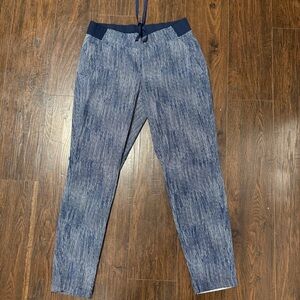 ATHLETA NAVY AND WHITE PULLON JOGGER track PANTS DRAWSTRING POCKETS
